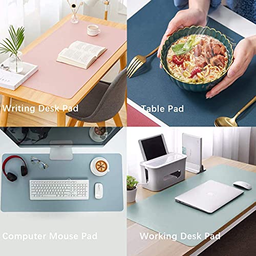 pepplo® Multifunctional Office Desk Pad, Ultra Thin Waterproof PU Leather Mouse Pad, Dual Use Desk Writing Mat for Office/Home, 80CM x 40CM (Pink + Sky Blue, 80 x 40CM) - Image 5