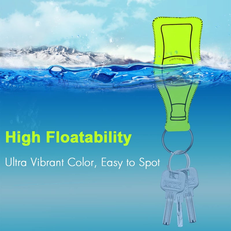 Wisdompro Floating Keychain for Boat Keys, Float 5 to 6 keys, Waterproof Neoprene Key Chain - Orange, Green - Image 2