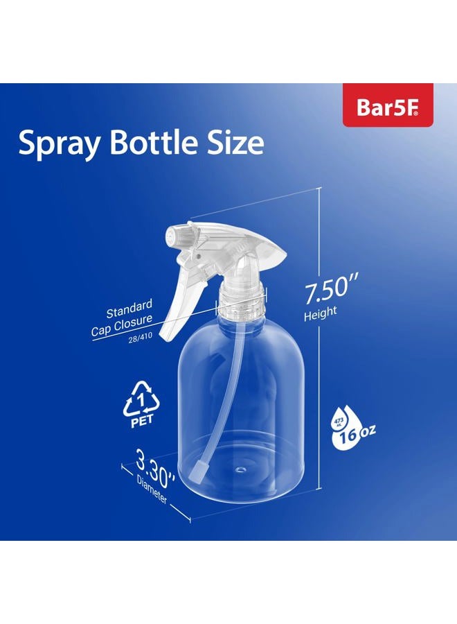 Bar5F Plastic Spray Bottle, 16 oz | Leak Proof, Empty, Clear, Trigger Handle, Adjustable Fine to Stream Output, Refillable, Heavy Duty Sprayer for Hair Salons & Spas, Household Cleaners, Cooking - Image 3