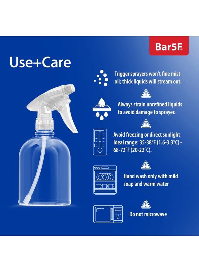 Bar5F Plastic Spray Bottle, 16 oz | Leak Proof, Empty, Clear, Trigger Handle, Adjustable Fine to Stream Output, Refillable, Heavy Duty Sprayer for Hair Salons & Spas, Household Cleaners, Cooking - Image 5