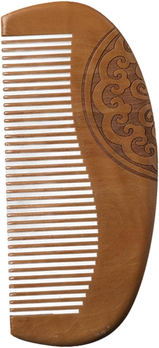 minkissy Wooden Comb Fine Tooth Chinese Style Hair Comb 5 Inch Portable Wood Hair Detangler for Women and Men Traditional Auspicious
