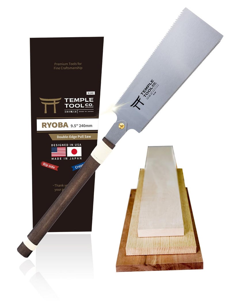 Temple Tool Japanese Pull Saw - 9.5 Ryoba Hand Saw with Rip-cut and Crosscut - Wood Saw for Dovetails, Tenons, Joinery, Cutting Boards to Length & Width- Temple Tool Co. - Image 1