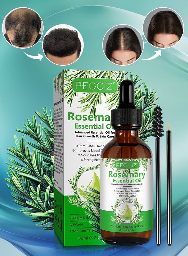 Pegciz 60 ml Rosemary Essential Oil for Hair Growth Pure Organic Rosemary Oil for Dry Damaged Hair and Growth Hair Scalp Oil Pure and Natural Premium Quality Oil Hair Loss Treatment Oil for Men and Women - Image 1