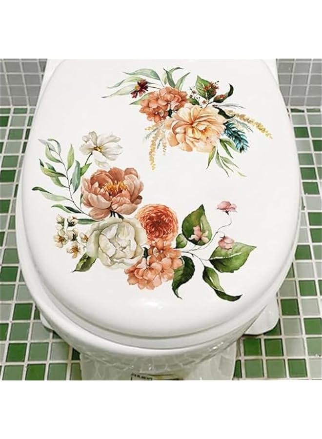 Toilet Sticker Self-Adhesive Waterproof Bathroom Toilet Seat Lid Cover Decals Stickers Floral Sticker for Home Bathroom Decor Toilet Lid and Tank Covers, Toilet Lid Decals, Toilet Accessories - Image 3