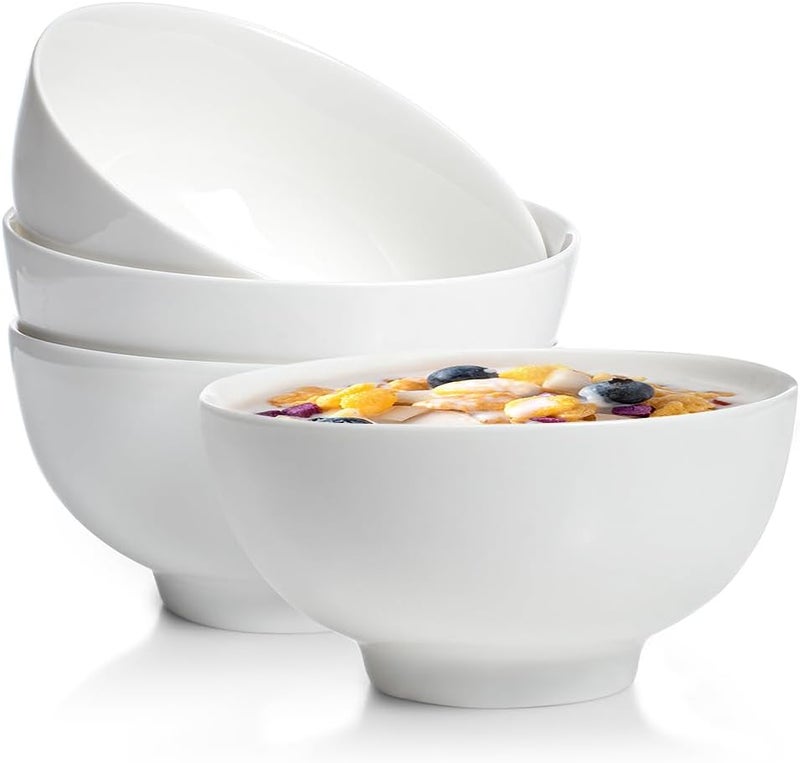 AISBUGUR 28 OZ Soup Bowls6Inch Ceramic White Bowls Set of 4 for KitchenCereal Bowls for Soup Cereal Oatmeal Fruit RiceBowls Set for Dishwasher  Microwave Safe - Image 1