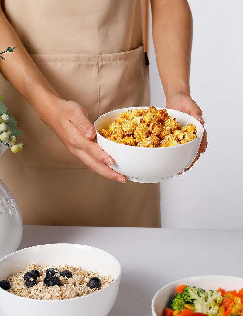 AISBUGUR 28 OZ Soup Bowls6Inch Ceramic White Bowls Set of 4 for KitchenCereal Bowls for Soup Cereal Oatmeal Fruit RiceBowls Set for Dishwasher  Microwave Safe - Image 4