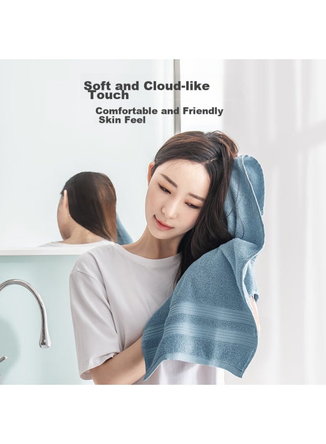 JD.com Jd Jingzao 90g Antibacterial Pure Cotton Towel, Class A Soft Quick-drying Xinjiang Cotton, Thickened Face Towel, 2 Pieces, White + Blue - Image 5