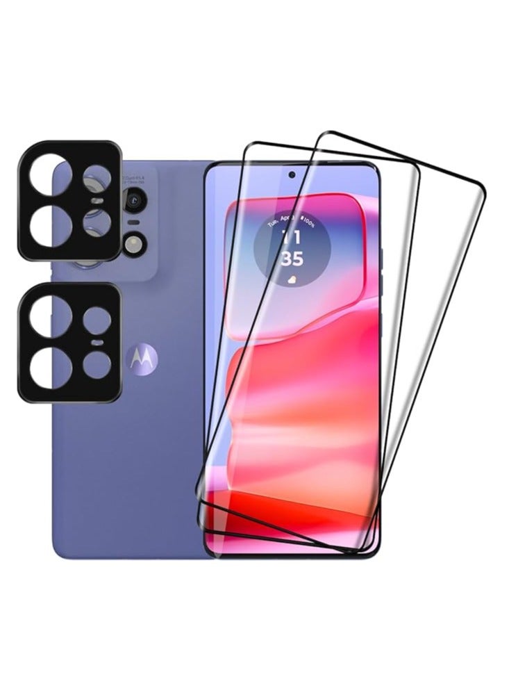 عام واقي شاشة لموتورولا موتو إيدج 50 برو، يشمل 2 واقي شاشة للكاميرا و2 فيلم حماية. يتميز بصلابة 9H، ويأتي كحماية زجاجية للكاميرا وشاشة جهاز Moto Edge - Image 1