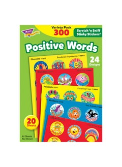 Trend Enterprises Trend Enterprises: Positive Words, Scented Scratch 'N Sniff Stinky Stickers, Fun for Rewards, Incentives, Crafts and as Collectibles, 24 Designs, 20 Sheets Included, for Ages 3 and Up  - Image 1