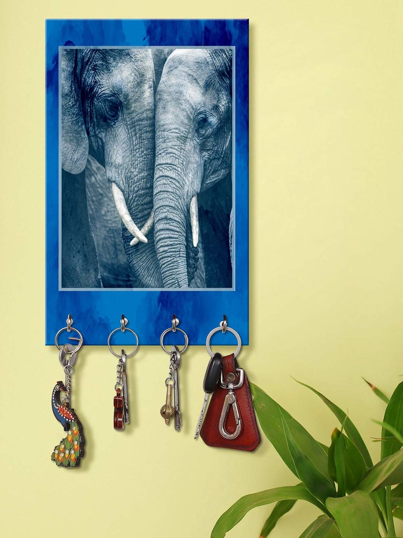 999STORE Wall Hangers Decorative Holder Wall Mount Hanger Organizer Elephant Face Key Stand for Wall (MDF_7.5X12 Inch_Multi) KeyholderP103 - Image 1