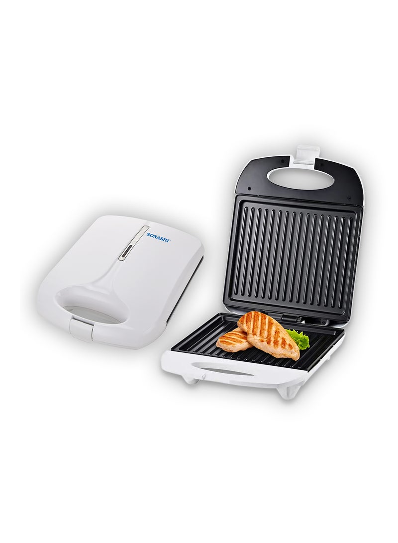SONASHI 4 Slice Grill Maker – Non-Stick Grill Plate with Cool Touch Body | Power On & Ready Indicator with Overheat Protection - Convenient Handle Locking System | Easy Grill Maker 1400 W SGT-842N1 White - Image 1