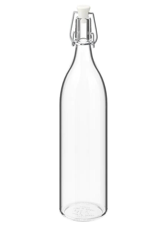 Bottle with stopper, clear glass, 1 l - Image 1