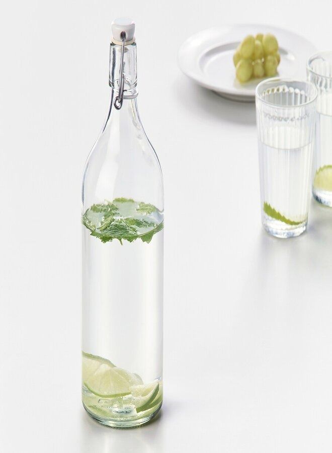 Bottle with stopper, clear glass, 1 l - Image 2