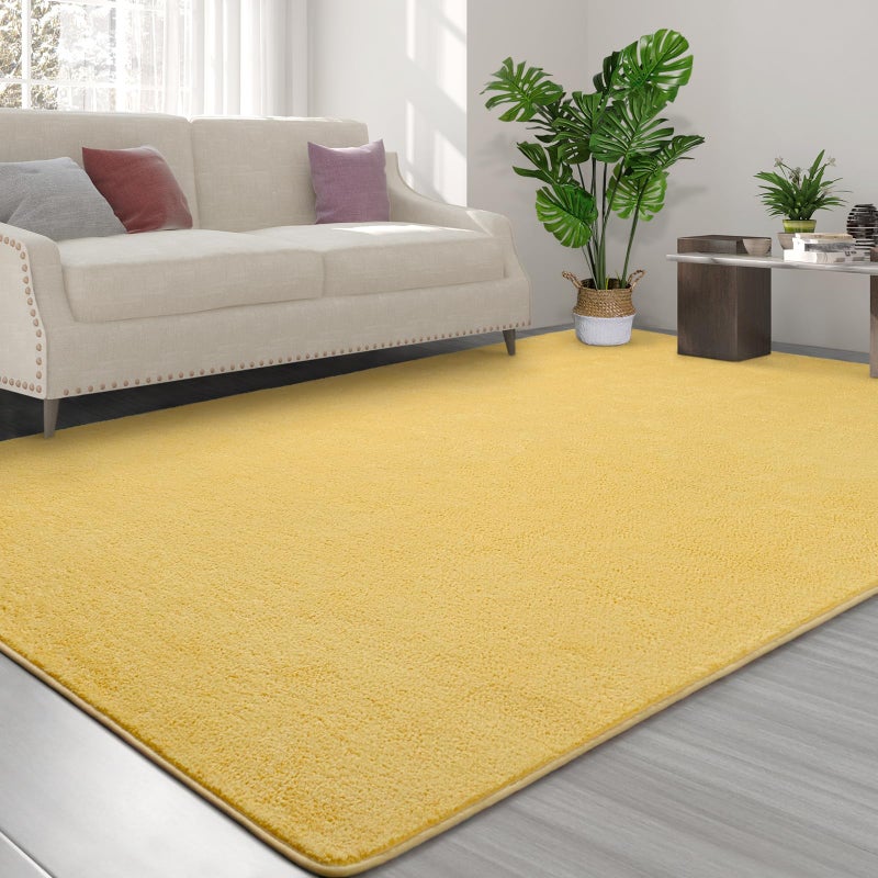 FlyDOIT Area Rugs for Bedroom Living Room, 5x8 Yellow Super Soft Comfy Thickened Memory-Foam Indoor Carpets, Modern Aesthetic Minimalist Carpet for Boys Girls Adults Apartment Nursery Home DÃ©cor - Image 3