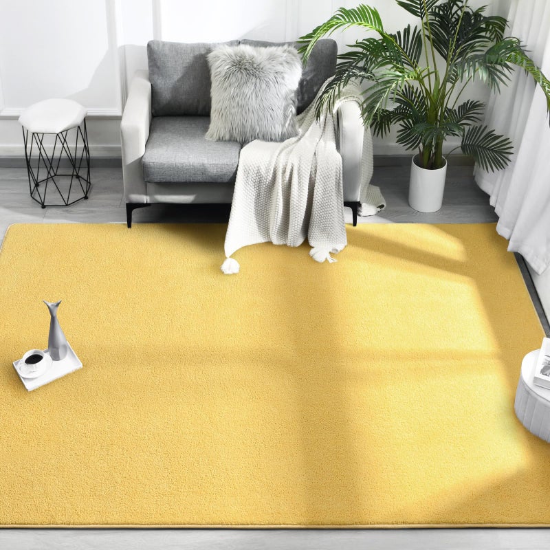 FlyDOIT Area Rugs for Bedroom Living Room, 5x8 Yellow Super Soft Comfy Thickened Memory-Foam Indoor Carpets, Modern Aesthetic Minimalist Carpet for Boys Girls Adults Apartment Nursery Home DÃ©cor - Image 2