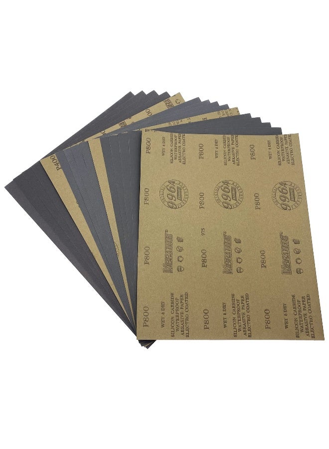 AutKerige Wet Dry Sandpaper, 9 x 11 Inch Assorted Grit Sanding Sheets (400/600/800), 15PCS Premium Silicon Carbide Sand Paper for Wood Metal Ceramic or Auto Polishing and Scratches Removing - Image 1