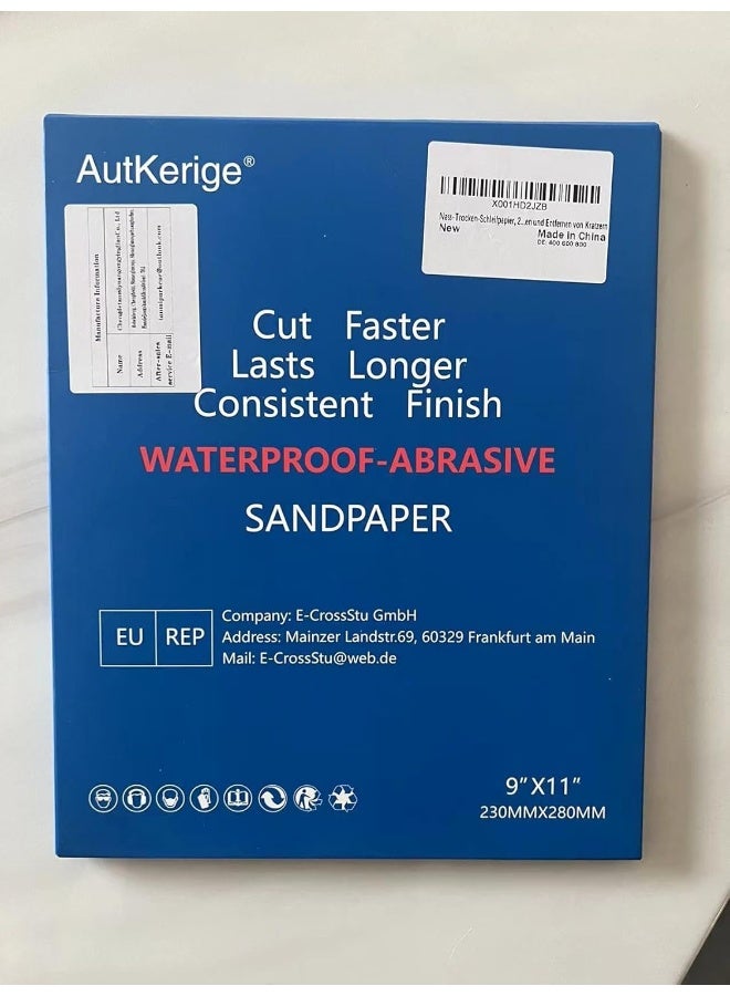 AutKerige Wet Dry Sandpaper, 9 x 11 Inch Assorted Grit Sanding Sheets (400/600/800), 15PCS Premium Silicon Carbide Sand Paper for Wood Metal Ceramic or Auto Polishing and Scratches Removing - Image 2