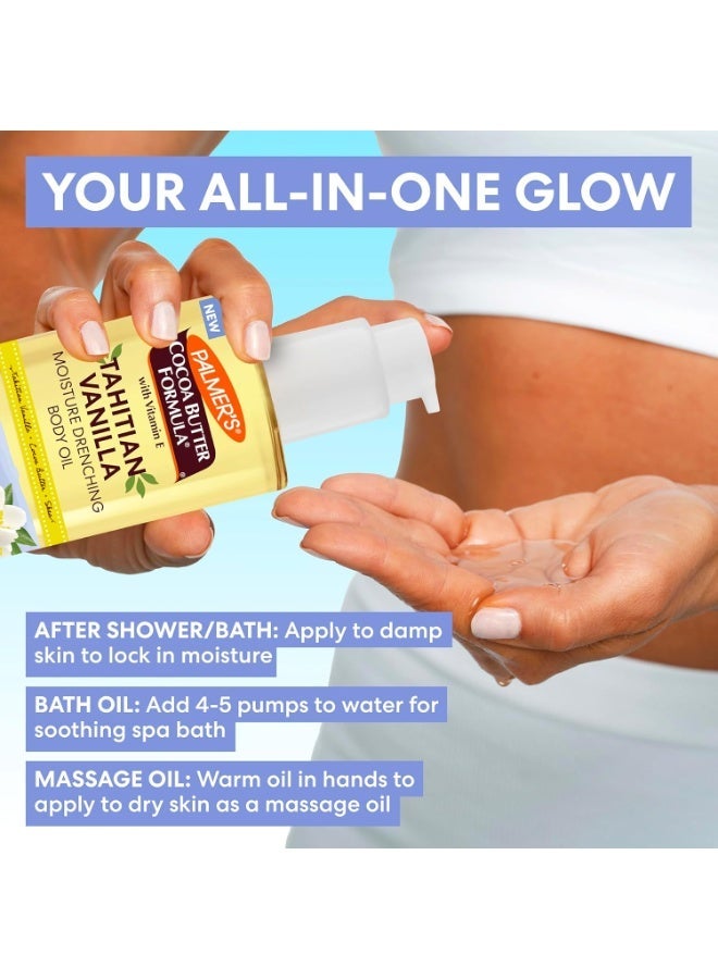 بالمرز زيت الجسم صيغة زبدة الكاكاو، الفانيليا التاهيتية الرطبة، 6.5 أوقية، 72 ساعة ترطيب مع زبدة الشي وفيتامين إي للبشرة الناعمة، يحمي ويهدئ الجفاف، معتمد طبيب الجلد - Image 5