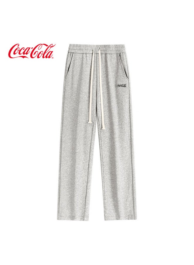 Coca-cola Men's Summer Ice Silk Casual Pants Couple Loose Straight Leg Pants Grey Regular 2XL - Image 2