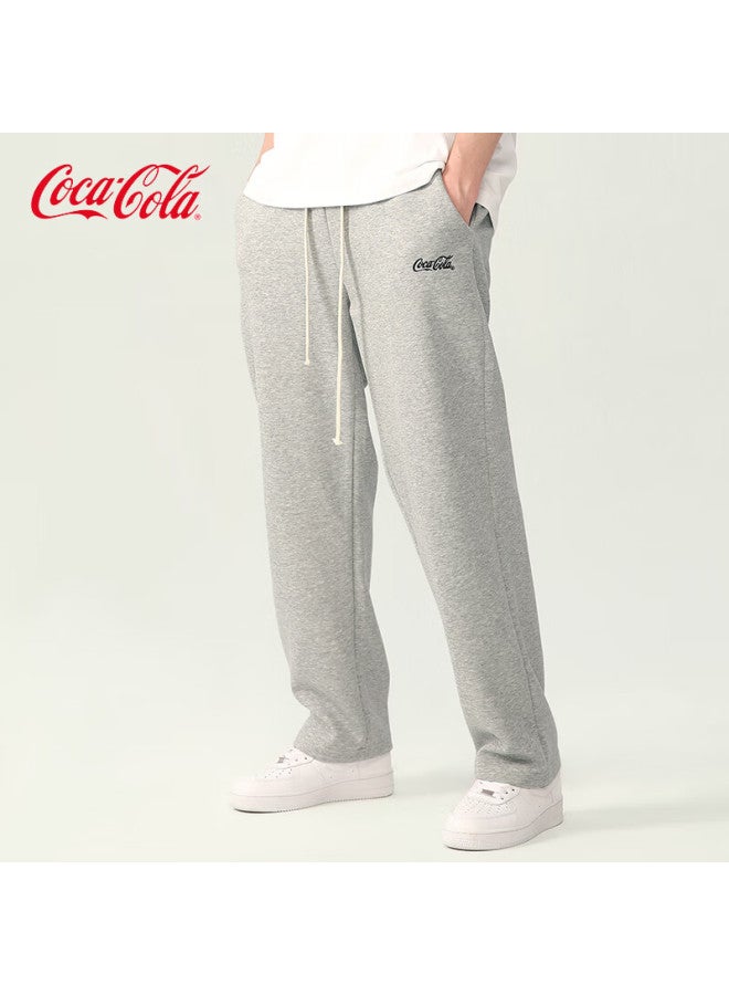 Coca-cola Men's Summer Ice Silk Casual Pants Couple Loose Straight Leg Pants Grey Regular 2XL - Image 1