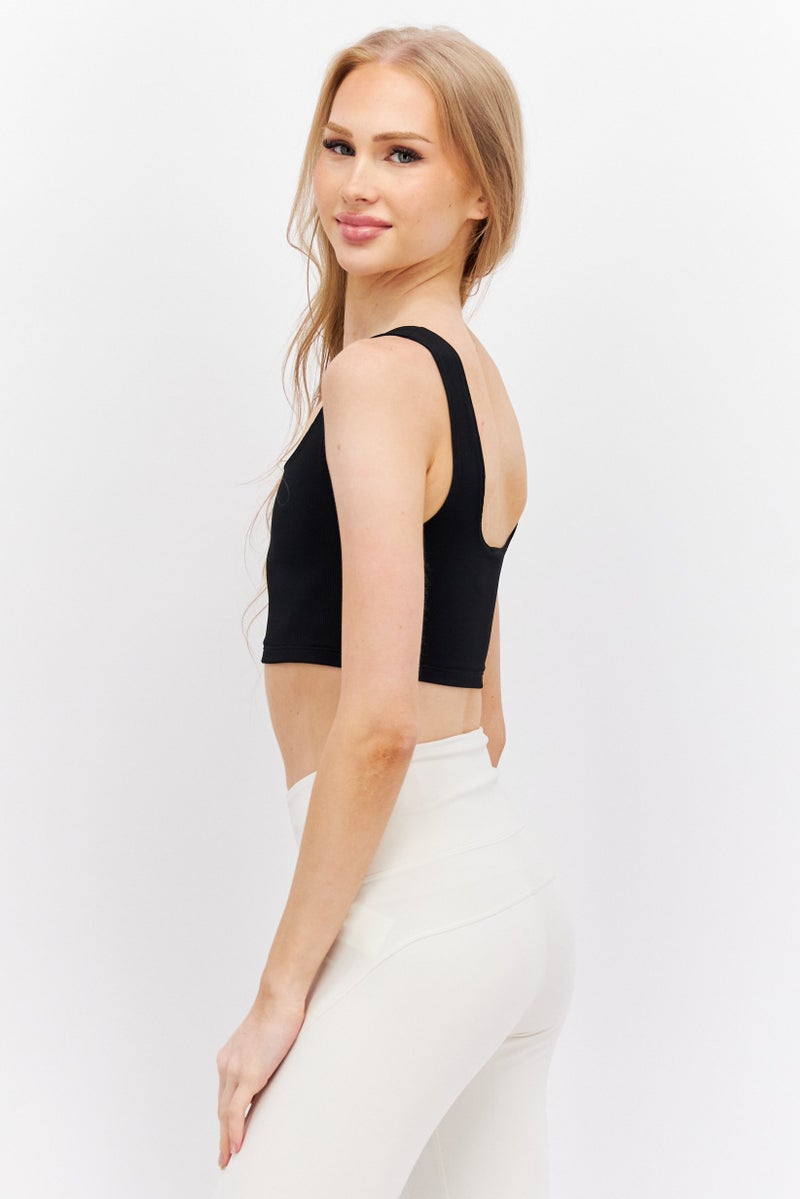 Reebok Women Sportswear Fit Brand Logo Training Sports Bra, Black - Image 2