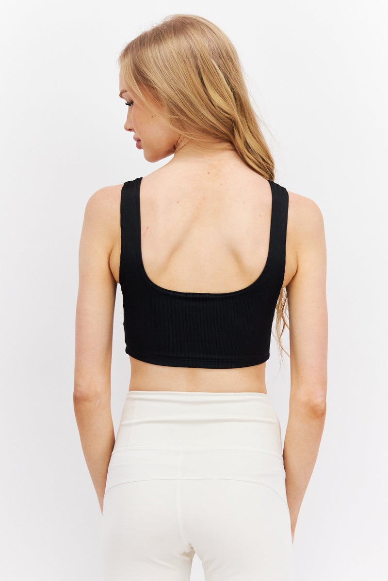 Reebok Women Sportswear Fit Brand Logo Training Sports Bra, Black - Image 3