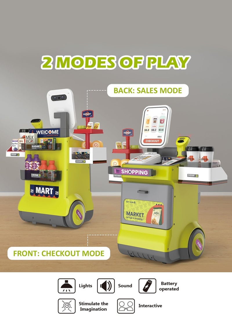 Interactive Kids Shopping Cart Toy Set – Pretend Play Supermarket with Scanner, Register, Groceries, Money & Sound Effects – Educational Toy  - Image 4