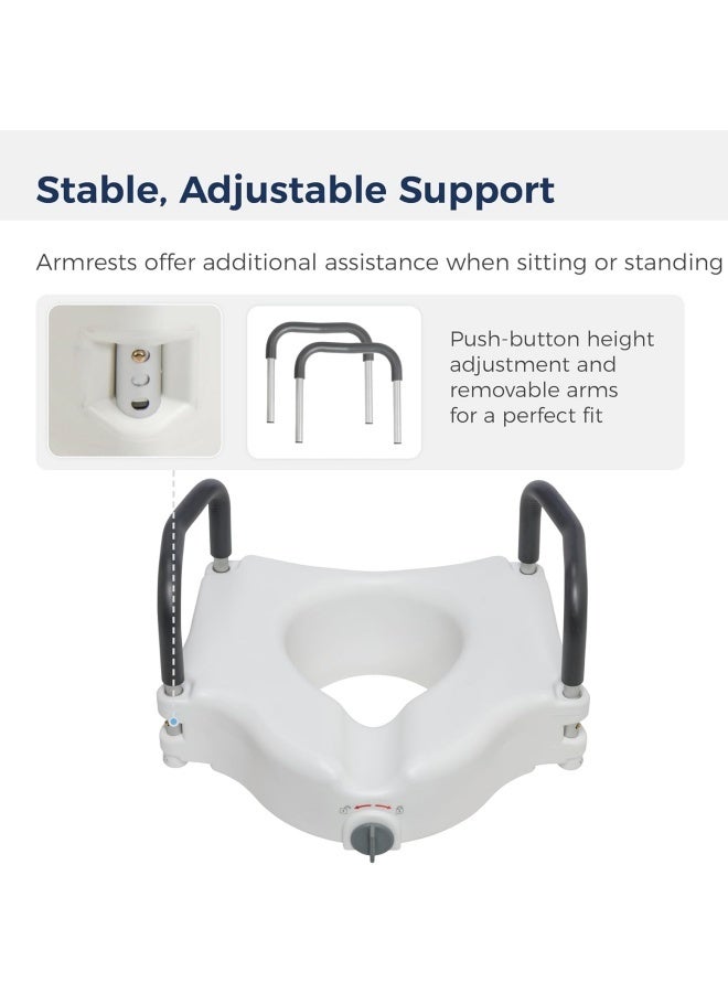 إم مياويان معزز المرحاض مع مساند للذراعين، وسادة مرتفعة، مقعد مرتفع، مرحاض، كرسي حمام، درابزين مرحاض لكبار السن - Image 3
