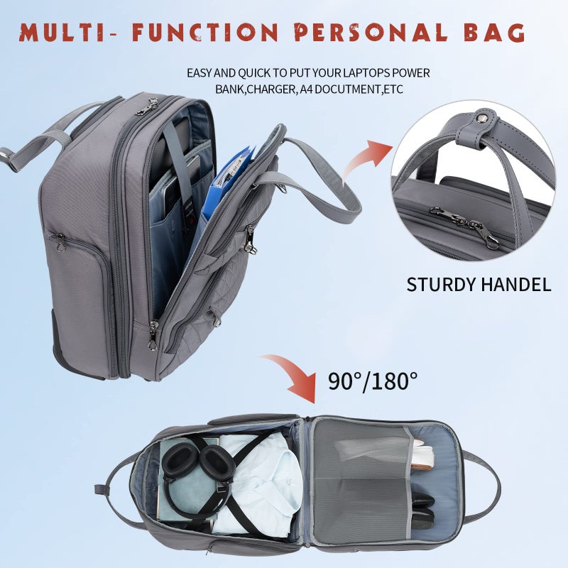 KROSER Carry On Underseat Multi-functional, 16-inch Underseater Lightweight Overnight Suitcase for Men Women, Grey - Image 5