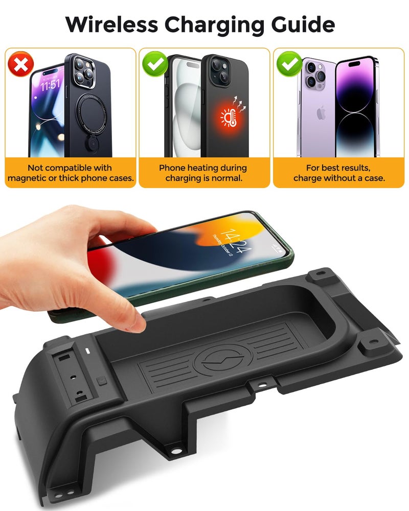 CarQiWireless Wireless Charger for Toyota Tundra 2021 2020 2019 2018 2017 2016 2015 2014, Automotive Center Console Organizer Wireless Charging Pad for Toyota Tundra Accessories, for Tundra Storage - Image 5