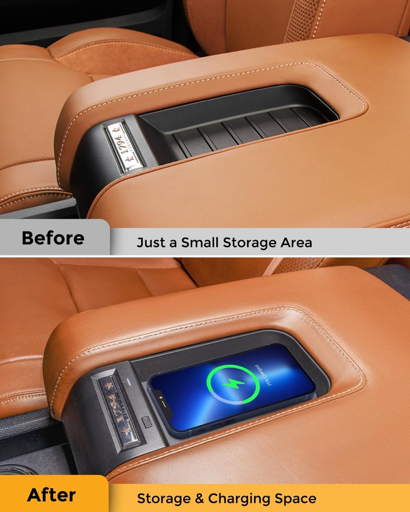 CarQiWireless Wireless Charger for Toyota Tundra 2021 2020 2019 2018 2017 2016 2015 2014, Automotive Center Console Organizer Wireless Charging Pad for Toyota Tundra Accessories, for Tundra Storage - Image 4