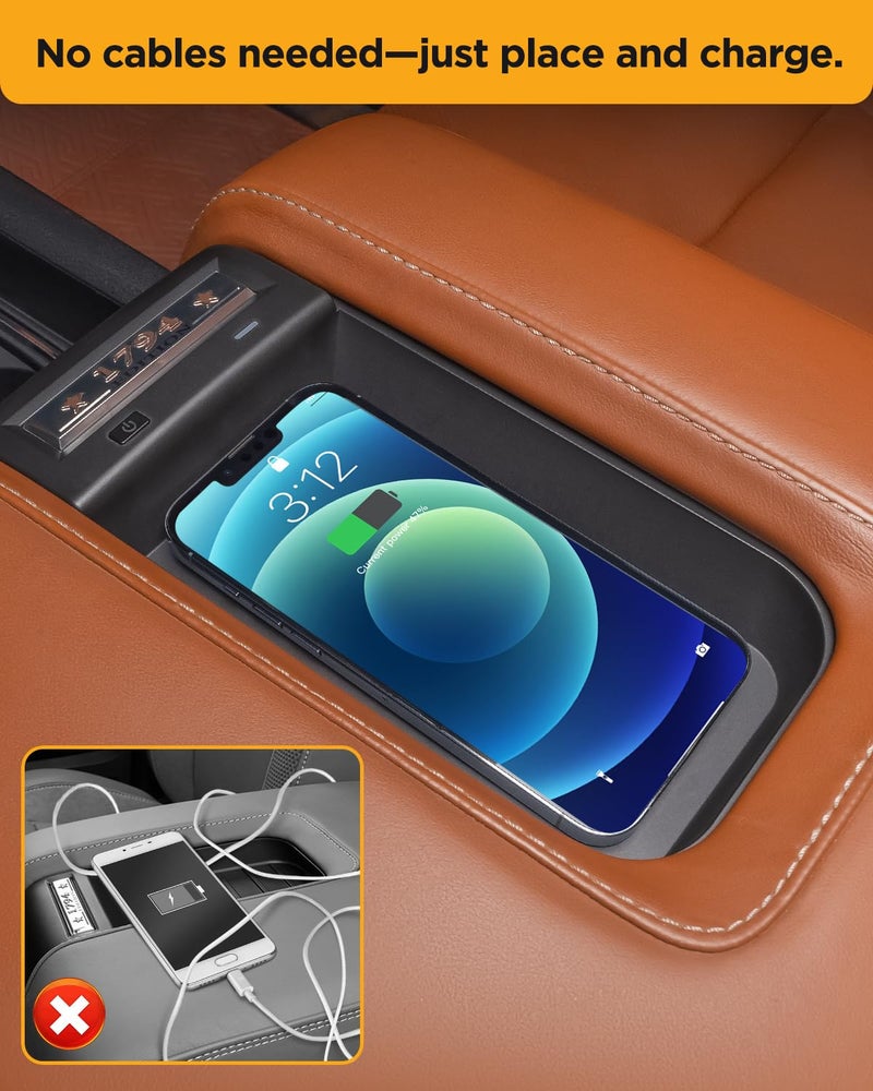 CarQiWireless Wireless Charger for Toyota Tundra 2021 2020 2019 2018 2017 2016 2015 2014, Automotive Center Console Organizer Wireless Charging Pad for Toyota Tundra Accessories, for Tundra Storage - Image 3