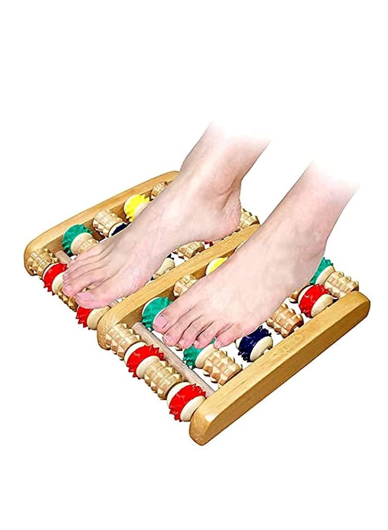 Premify Dual Foot Massager Roller with No-Slip Design, Wooden Massage Pied Foot Massager for Plantar Fasciitis Pain Relief Heal Spur, Deep Tissue Acupressure Feet & Heel Massager  - Image 1