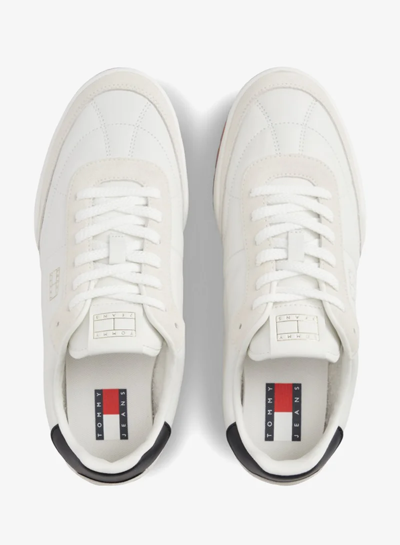 Tommy Jeans  Leather Mixed Texture Low Profile Trainers for Men | Best Price UAE