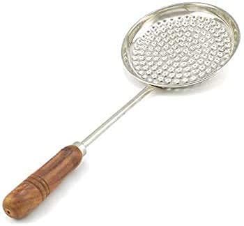 Ladila Stainless Steel Boondi/Poori/Frying Jhara with Wooden Handle Grip Laddo Poori Making Food Strainer - Image 1