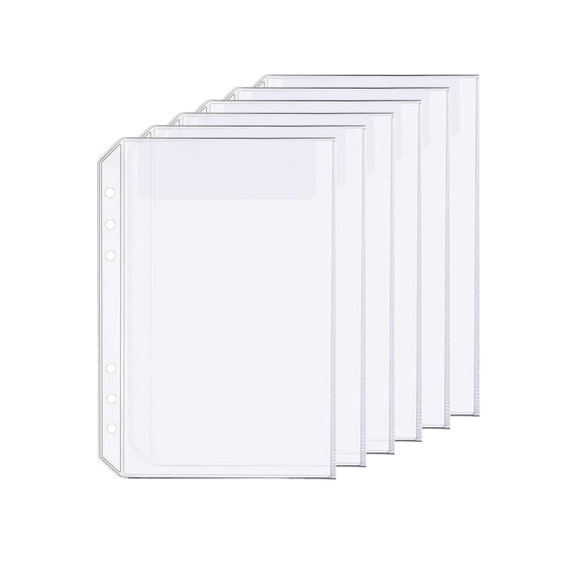 Zelten 6 Pack A5 6 Holes Binder Bag Plastic Binder Folders Waterproof 6 Holes Holder for Receipt Ticket (1 Pocket, A5) - Image 1