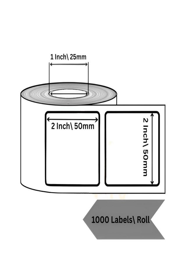 Sehgal Store 50x50 Direct Thermal Barcode Label Sticker - 2 x 2 inches - 50mm x 50mm - 1000 Labels Per Roll - White Self Adhesive Sticker for Printing Barcoding (Pack of (5) - Image 3