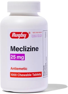 RUGBY LABORATORIES Rugby Meclizine Chewable Tablets 25mg - Anti-Nausea Medicine Helps with Motion Sickness - 1,000 Tablets 