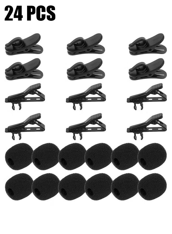 اتش واي 24 قطعة مشابك ميكروفون لابيل مع غطاء إسفنجي - طقم استبدال ميكروفون لافاليير - Image 1