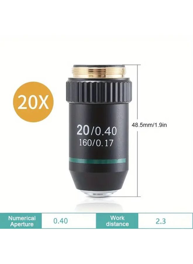 195 هدف مجهر لوني 20X مع عدسة RMS 20 2mm مطلي متعدد المعادن - Image 1