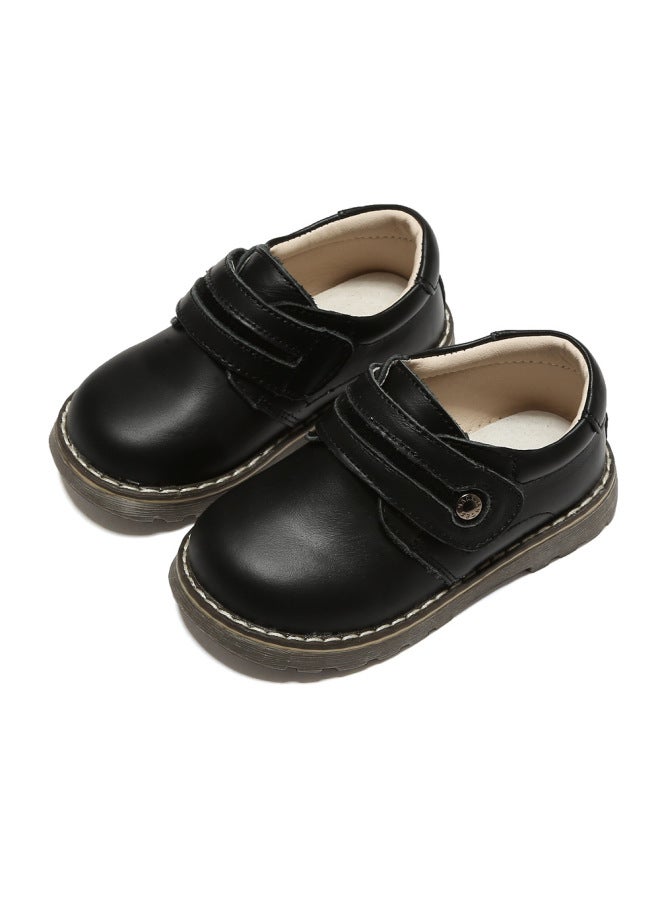 New Fashionable Boys' Genuine Leather Student Shoes, Wear-resistant, Non-slip, Loose-fitting Kindergarten School Shoes, Children's Performance Shoes, Flat