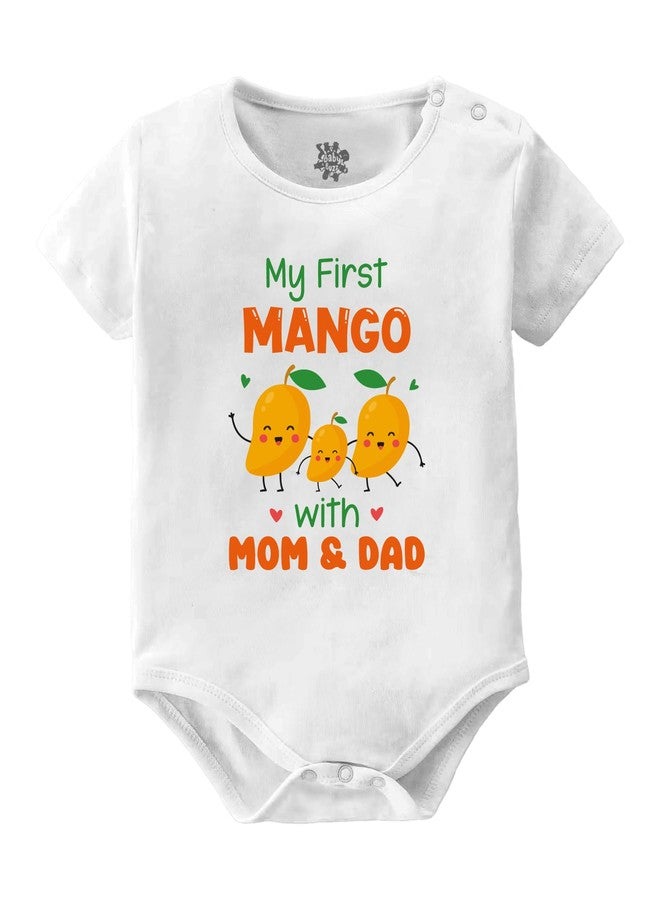 Baby Buzz Summer Baby Clothes Romper For Newborn Boy Girl Photography, My 1st Mango with Mom & Dad Cotton Dress 3-6 months - Image 1