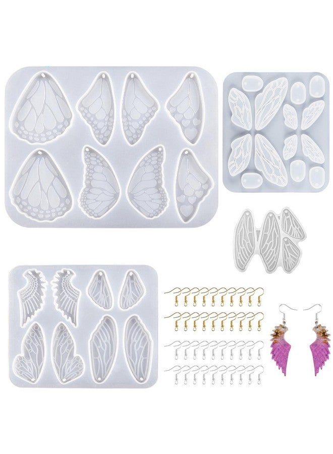 MaehSab 4 Pcs Butterfly Fairy Wings Earring Resin Molds, Resin Butterfly Wings Epoxy Casting Silicone Molds For Earrings, Necklace Pendants, Jewelry, Diy Pendant Keychain - Image 1