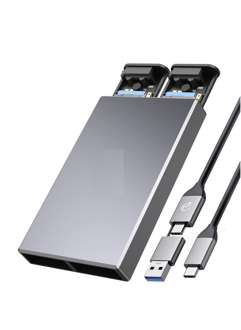 KASTWAVE - Dual Bay NVMe M2 SSD Enclosure High Speed USB3.2 Gen2 10Gbps Docking Station for PCIe M Key B M Key 2230 2242 2260 2280 SSDs Tool Free Installation Supports up to 4TB - Image 1
