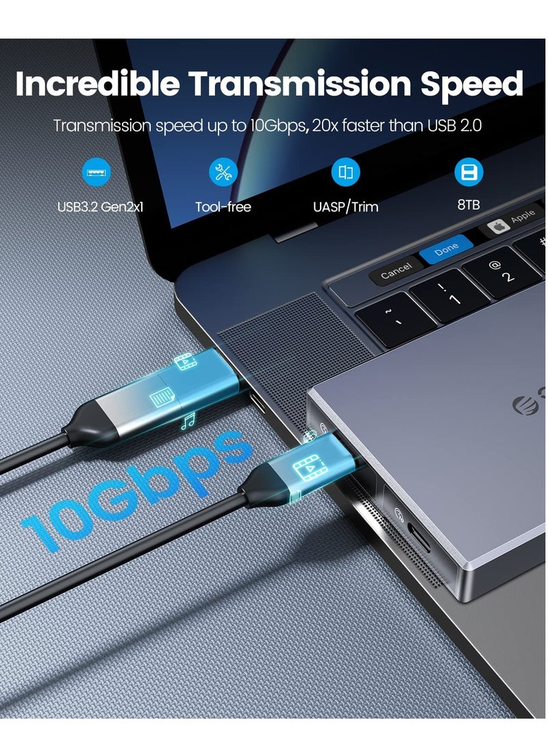 KASTWAVE - Dual Bay NVMe M2 SSD Enclosure High Speed USB3.2 Gen2 10Gbps Docking Station for PCIe M Key B M Key 2230 2242 2260 2280 SSDs Tool Free Installation Supports up to 4TB - Image 1