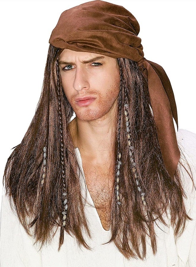 RUBIE'S Brown Caribbean Pirate Wig - Image 1