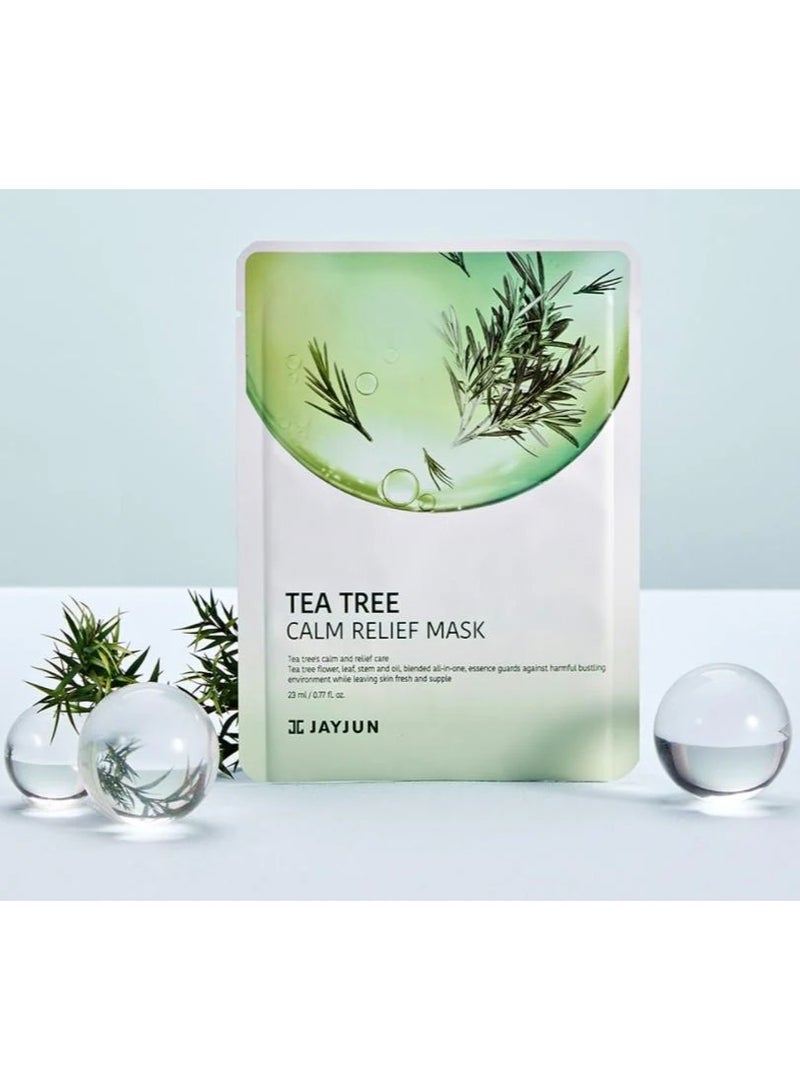 JAYJUN Tea Tree Calm Relief Mask - 10 Sheets - 23 ml / 0.77 fl.oz. X 10 ea - Image 1
