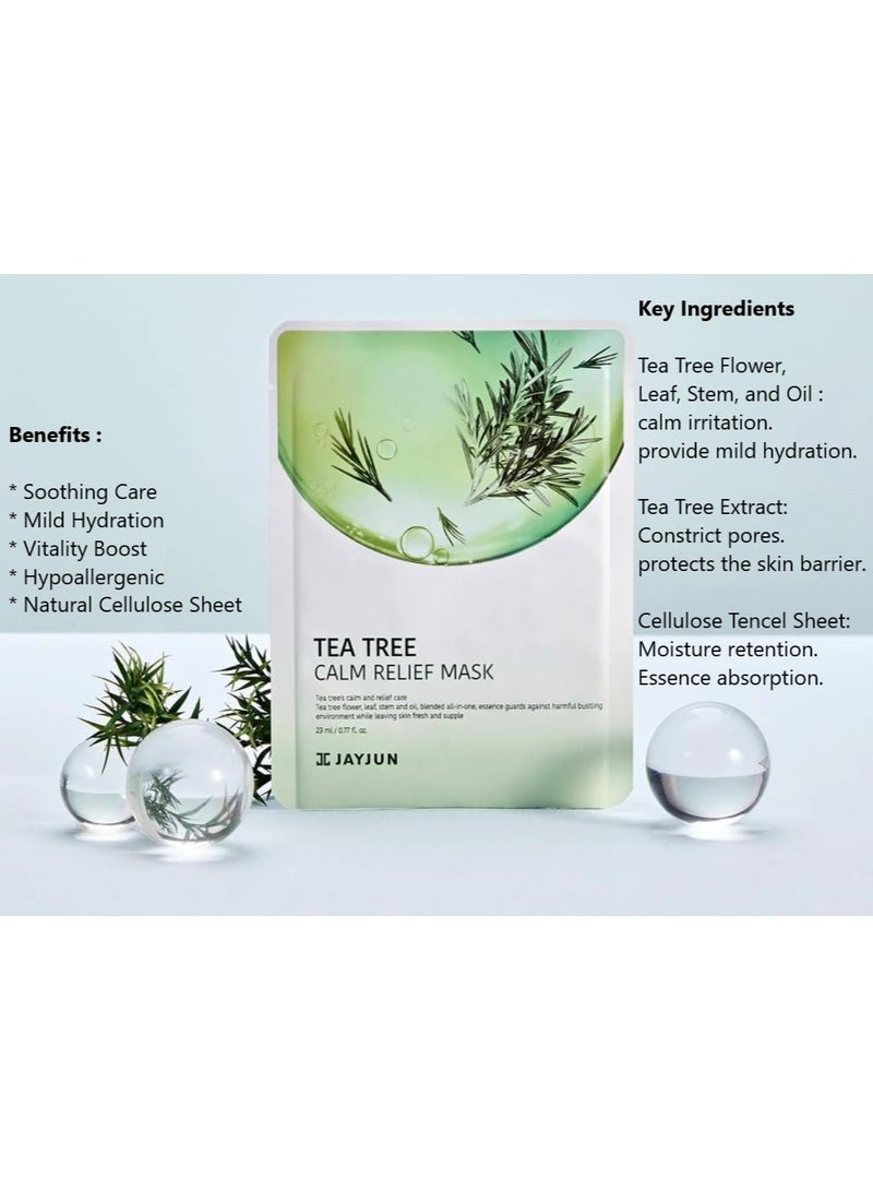 JAYJUN Tea Tree Calm Relief Mask - 10 Sheets - 23 ml / 0.77 fl.oz. X 10 ea - Image 2