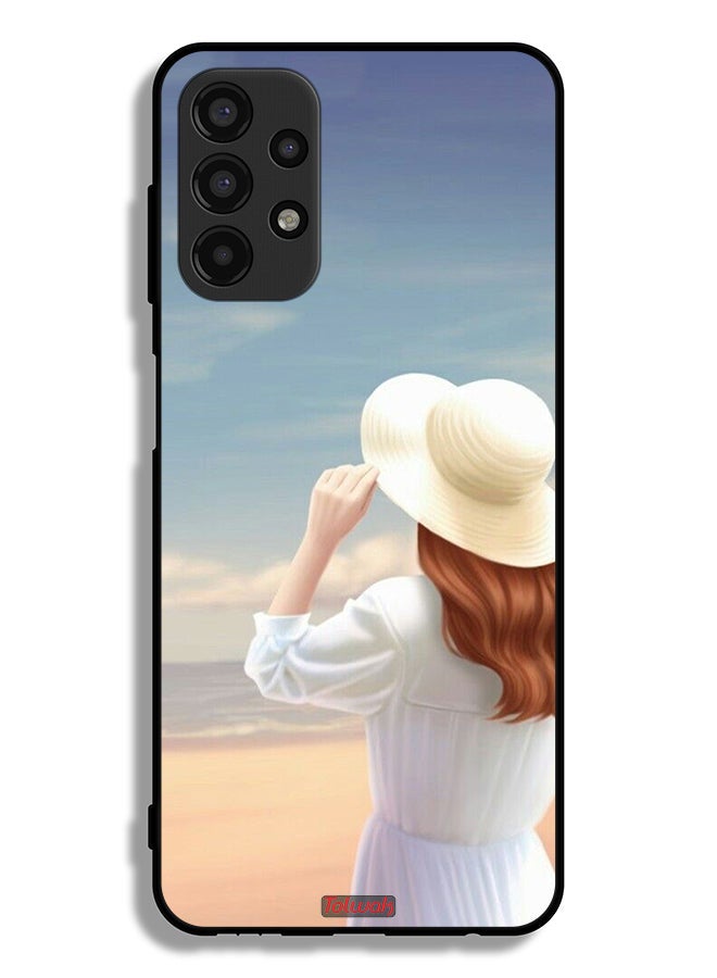 Tolwak Samsung Galaxy A13 4G Protective Case Cover Hat Girl Standing - Image 1