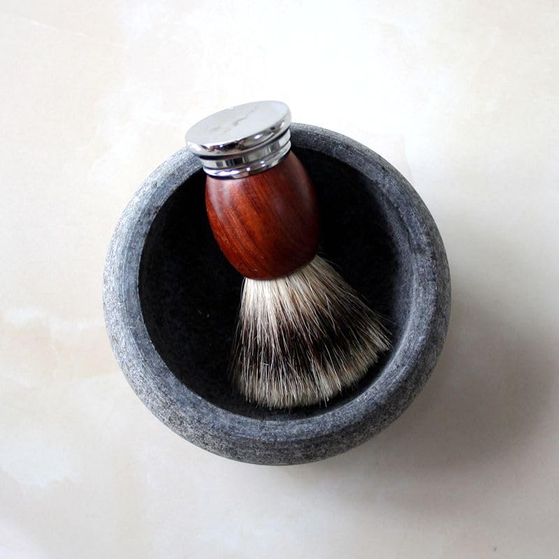 CHARMMAN Shaving Soap & Cream Bowl for Men, Natural Granite Stone, Keep Warm Better, Easier to Lather - Image 3